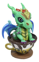 Whimsical Morning Beverage Chai With Bobert Baby Dragon In Teacup Figurine