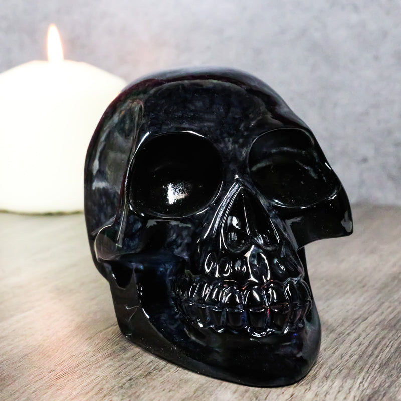 Wicca Witchcraft Magic Black Translucent Acrylic Crystal Gazing Skull Figurine