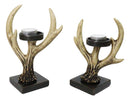 Cozy Pines Antler Tealight Candle Holders Set of 2 Rustic Deer Antler Stands