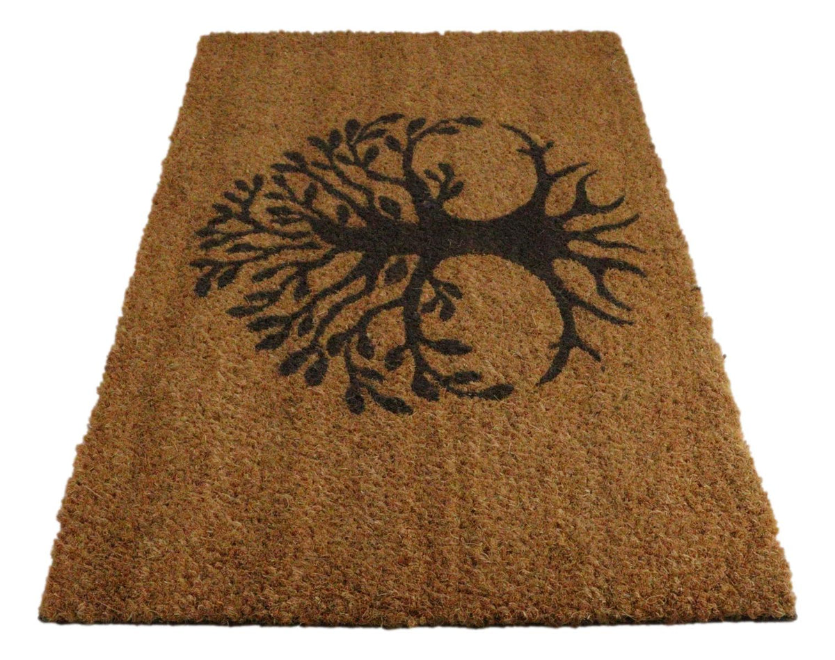 Tree Of Life Eden With Dendritic Roots Coir Coconut Fiber Floor Mat Doormat - Ebros Gift