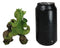 Fantasy Green Wyrmling Baby Dragon Riding A Wooden Log Cavebike Bicycle Figurine