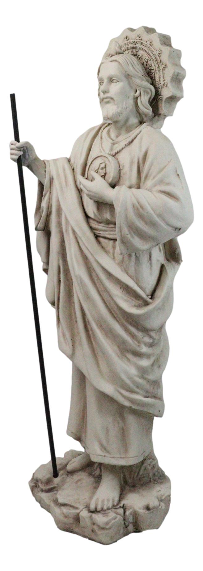 Catholic Church Saint Jude with Staff and Medal Large Outdoor Statue 24" Tall - Ebros Gift