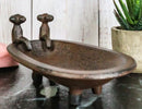 Cast Iron Rustic Bronze Bathtub With 2 Spouts Miniature Jewelry Dish Tray 6"L