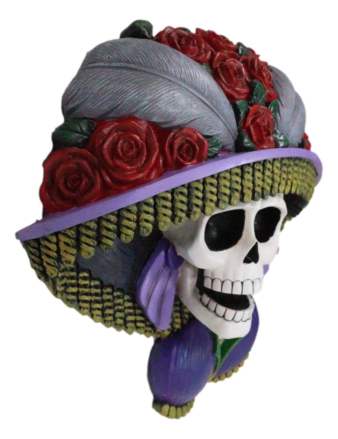 Day of The Dead Colorful Roses Hat La Calavera Catrina Sugar Skull Wall Decor