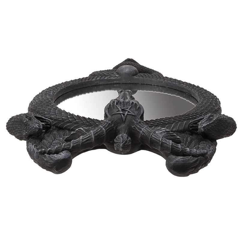 Occultic Sabbatic Goat Idol Baphomet With Caduceus Serpent Snakes Wall Mirror