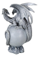 Fantasy Wyrmling White Shadow Ghost Dragon Sleeping On Gray Moon Figurine