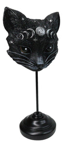 Gothic WIcca Mystic Moon Cat Masque Ornament On Pole Stand Or Wall Sculpture