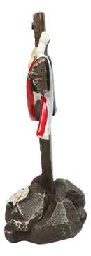 Patriotic Memorial Desktop Standing Rugged Cross With American Flag Figurine