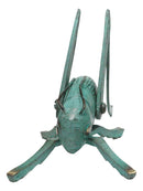 Antiqued Green Verdigris Solid Brass Medium Cricket Good Luck Sculpture 5.5"L
