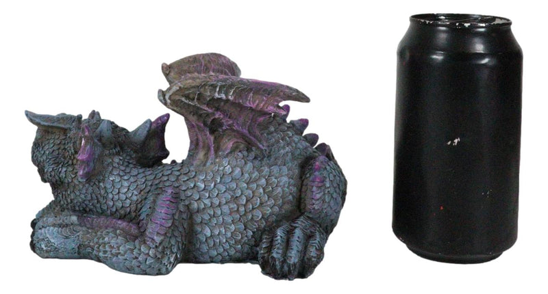 Whimsical Fantasy Purple Shy Garden Dragon Hatchling Hiding Behind Tail Figurine