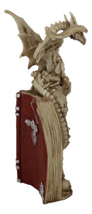 Gothic Skeleton Dragon On Spell Book Of The Dead Skulls And Bone Hands Figurine