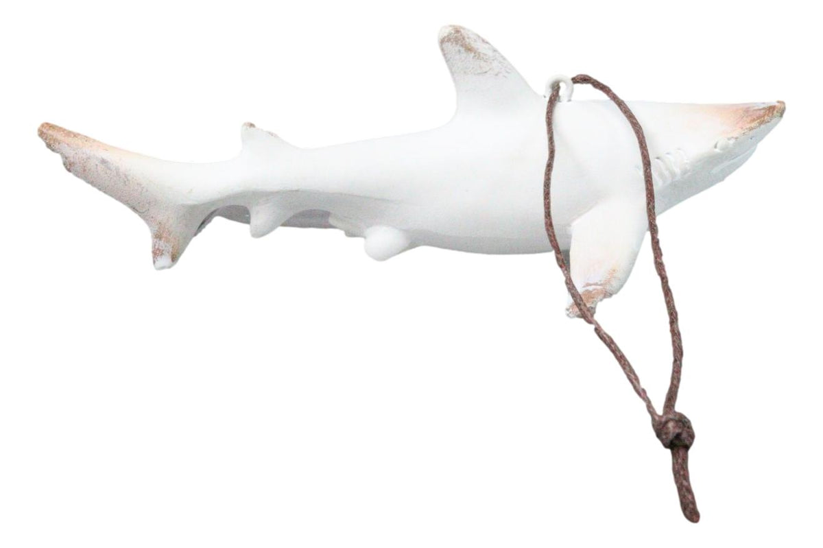 Set Of 6 Antique White Sharks Ocean Marine Wall Hanging Decor Tree Ornaments