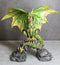 Green And Gold Scales Behemoth Dragon Perching On Ancient Rock Arch Figurine