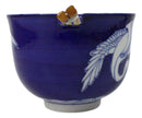 Blue And White Japanese Crane Ramen Donburi Soup Rice Bowl With Chopsticks Set