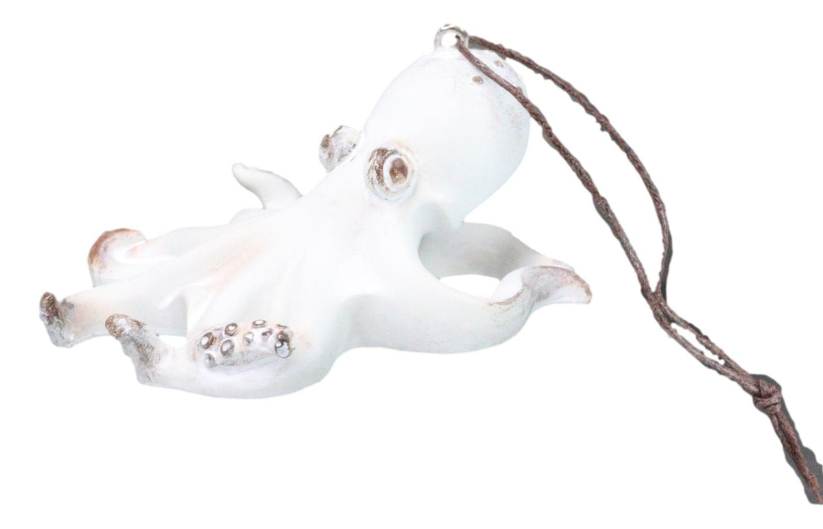 Set Of 6 Antique White Octopus Ocean Marine Wall Hanging Decor Tree Ornaments