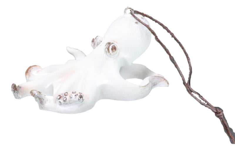 Set Of 6 Antique White Octopus Ocean Marine Wall Hanging Decor Tree Ornaments