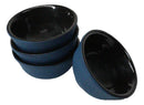 Navy Blue Textured Japanese Tetsubin Style Cast Iron Mini Tea Cups Set of 4