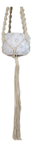 Hand Woven Cotton Rope Boho Chic Macrame Wall Hanger With Ceramic Planter Pot