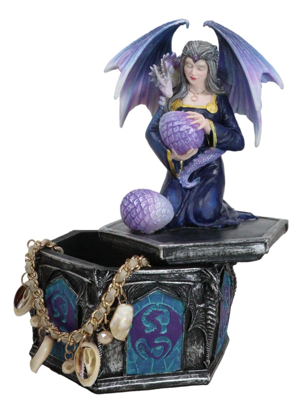 Fantasy Four Seasons Spring Friendship Fairy With Dragon Decorative Box Figurine