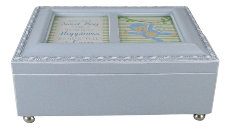 Sweet Boy Happiness And Love Baby Shower Blue Burlwood Musical Trinket Box