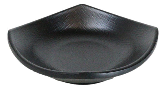 Pack Of 6 Black Silk Melamine Curved Square Appetizer Sides Banchan Plates 4.5"D