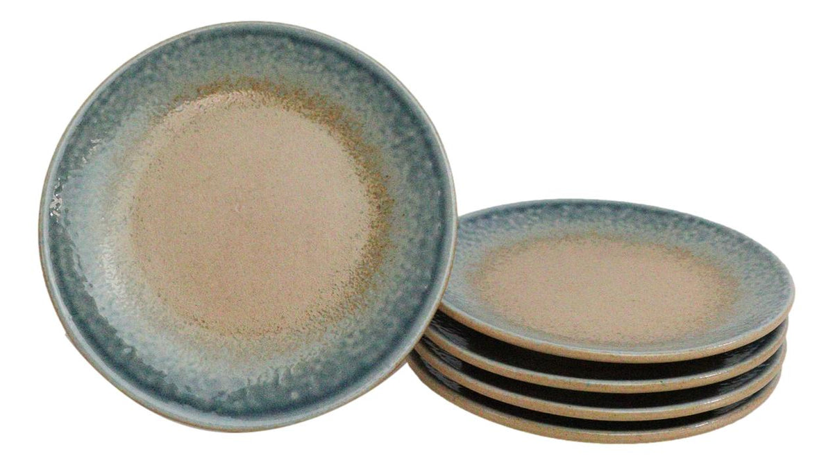 Set Of 5 Blue River Ao Nagashi Round Appetizer Dessert Salad Ceramic Plates 6"D