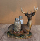 Rustic 8 Point Antlers Buck Deer Stag With Saddlebags Salt Pepper Shakers Holder