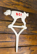 Cast Iron Keep Off The Grass No! Peeing Dog White Garden Stake Sign 12"H