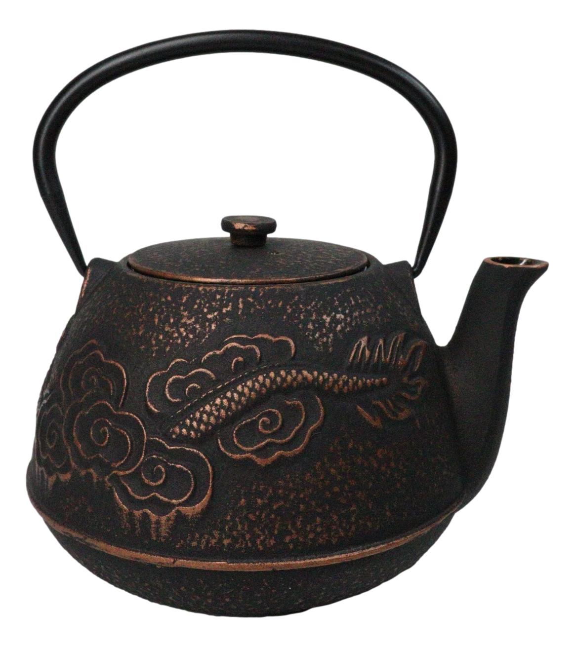 Bonrze Oriental Dragon Design Large Cast Iron Tetsubin Teapot 40oz Tea Pot