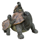 Nautical Marine Turtle Tortoise Mother Piggybacking Hatchlings Family Figurine