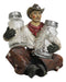 Western Wrangler Cowboy With Hat Scarf And Chaps Salt Pepper Shakers Holder Set