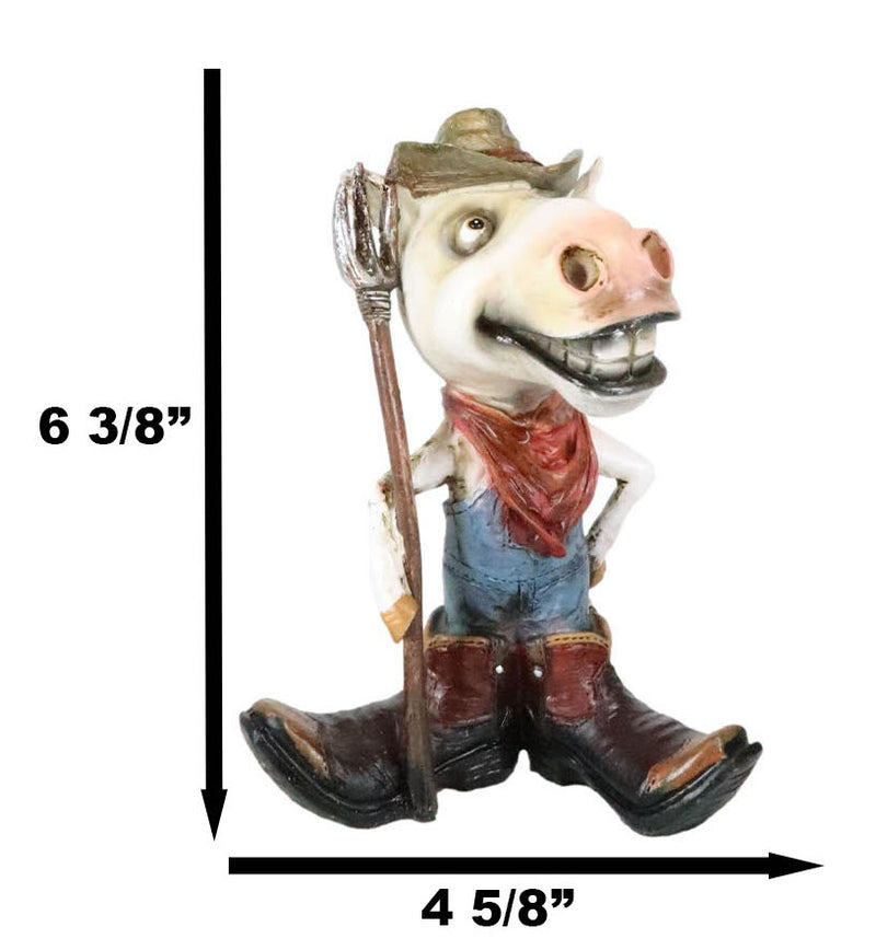 Rustic Western Country Farm Comical Cowboy Horse With Pitchfork Boots Figurine
