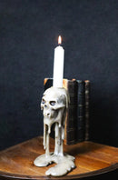 Wick of The Damned Melting Skull Brown Candlestick Taper Candle Holder FIgurine