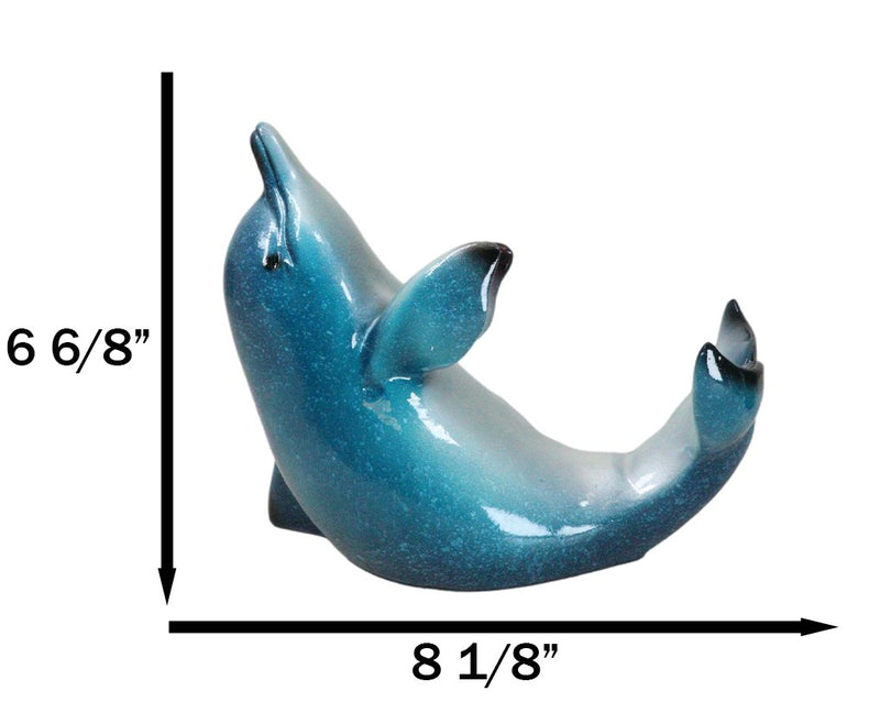 Nautical Ocean Marine Flipping Blue Dolphin Fish Wine Bottle Holder Beach Accent