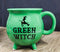 Wicca Magic Green Witch Flying Broomstick Cauldron Ceramic Mug With Handle 16oz