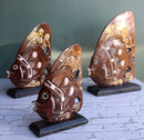 Balinese Wood Handicrafts Tropical River Angel Fish Family Set of 3 Figurines