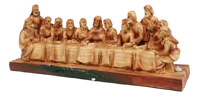 Leonardo Da Vinci The Last Supper Jesus And Disciples Faux Cedar Wood Figurine