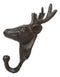 Pack Of 2 Cast Iron Rustic Elk Deer Head With Antlers Wall Coat Hook Sculptures