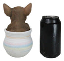 Pet Taco Chihuahua Teacup Puppy Dog Figurine With Glass Eyes Pup In Pot