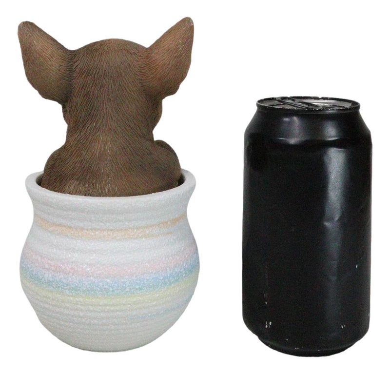 Pet Taco Chihuahua Teacup Puppy Dog Figurine With Glass Eyes Pup In Pot