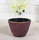 Pack Of 4 Burgundy Red With Gold Cast Iron Tetsubin Textured Tea Cups 3oz