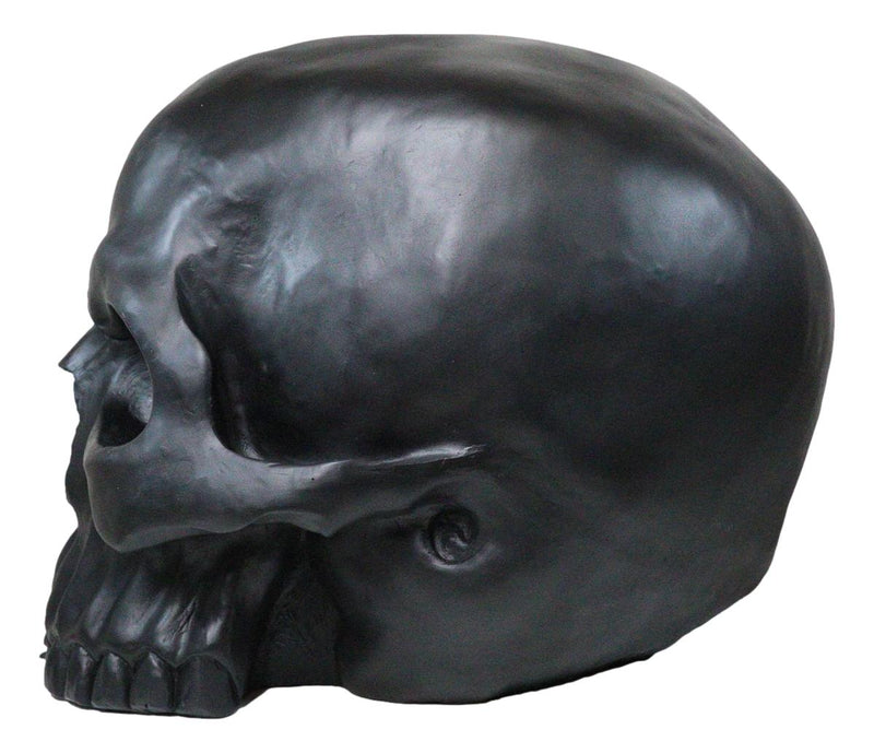 Graveyard Gothic Memento Mori Giant Oversized Sinister Black Skull Statue 23"L