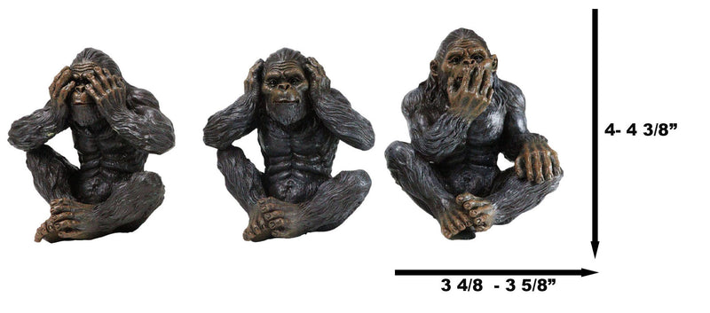 Forest Mythical See Hear Speak No Evil Sasquatch Big Foot Cryptid Apes Figurines