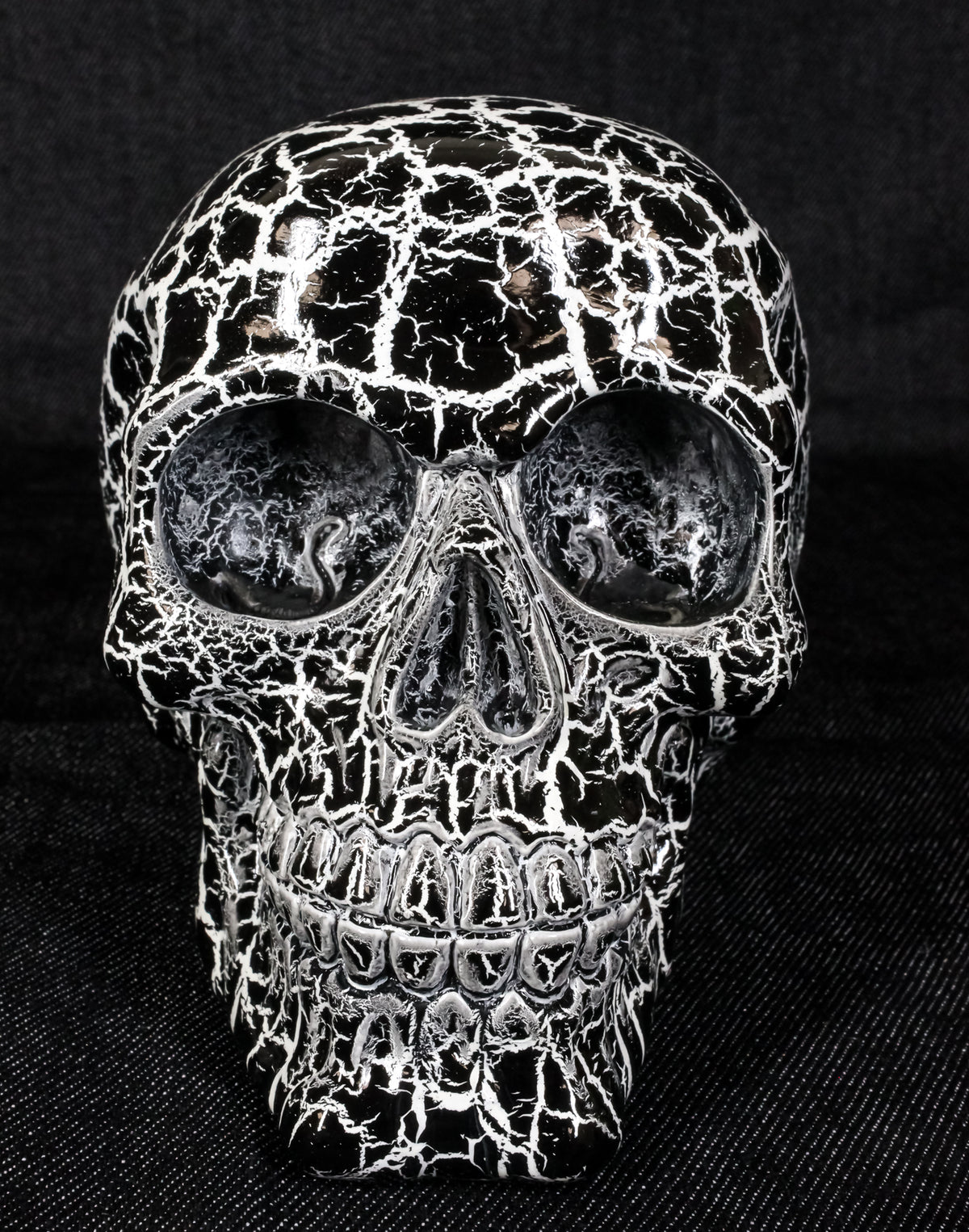 God of Lightning Thunder Bolt Punk Rock Black Skull Figurine Ossuary Macabre Art