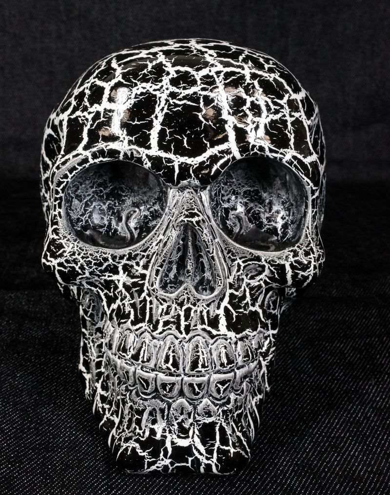 God of Lightning Thunder Bolt Punk Rock Black Skull Figurine Ossuary Macabre Art