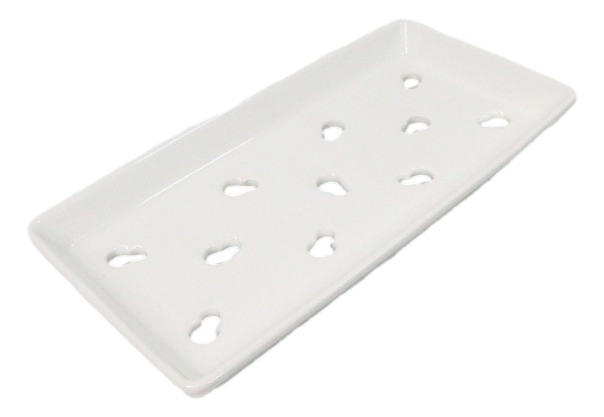 Pack Of 6 Ceramic White Neta Zara Sushi Case Plates With Drip Holes 8" By 4"