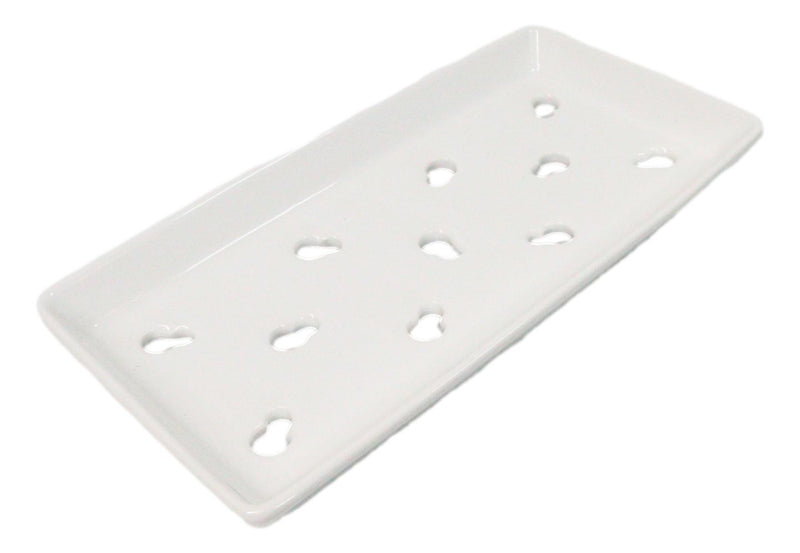 Pack Of 12 Ceramic White Neta Zara Sushi Case Plates With Drip Holes 8" By 4"