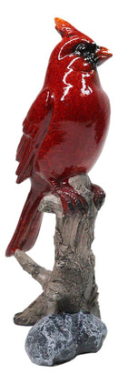 Northern Red Cardinals Bird Perching on Tree Branch Figurine Glossy Finish