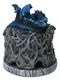Blue Wyrmling Dragon Sleeping On Tree Of Life Stump Cone Incense Burner Figurine