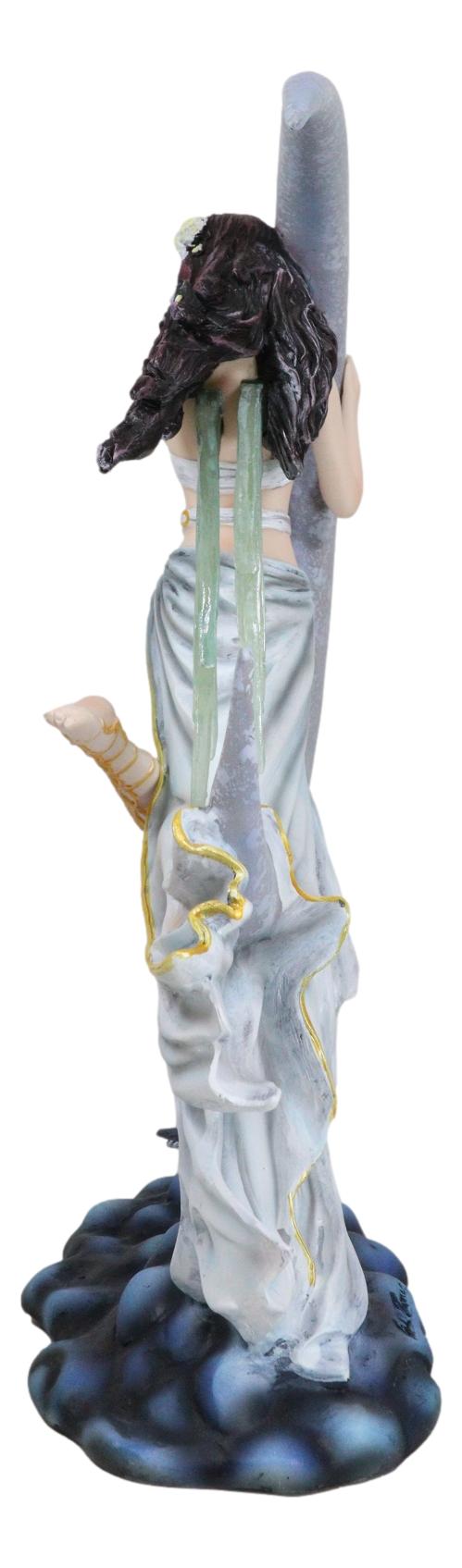Celestial Dream Voyage Crescent Moon Lullaby Fairy Floating On Clouds Statue